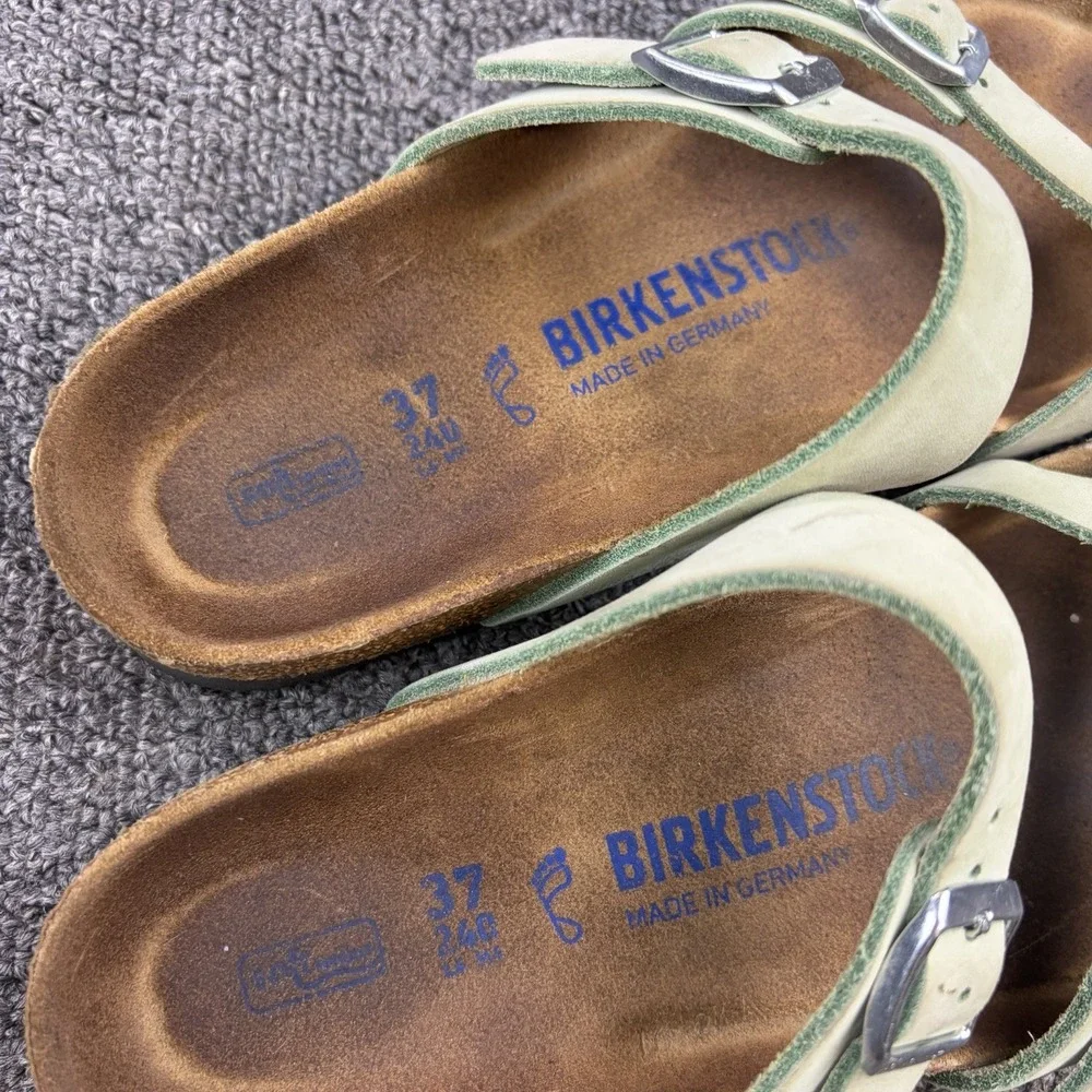 Birkenstock Mayari Sandals Womens EU 37 US 6-6.5 Faded Lime Nubuck Leather Soft